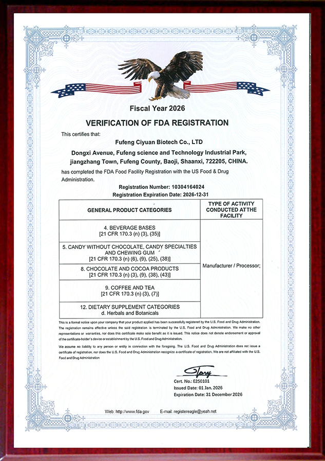 VERIFICATION OF FDA REGISTRATION